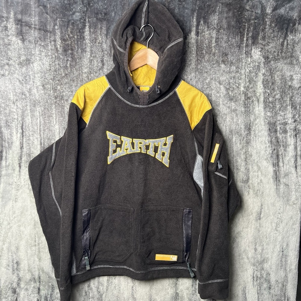 Vintage 90s Y2K Planet‎ Earth Hoodie Mens Medium Gray Baggy Skate Streetwear